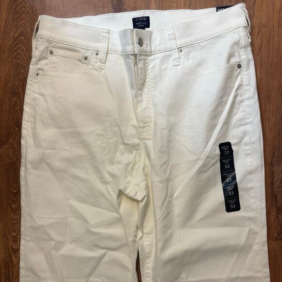 NWT J.Crew Wide Leg Crop Jean In All Day Stretch White Size 33 - Picture 4 of 8